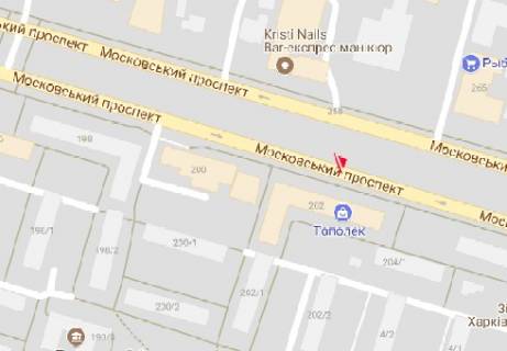 Білборд, Бігборд (Борд)  B у Харкові, 3x6  Героїв Харкова просп. (Московський просп.), 202 (з центру) схема