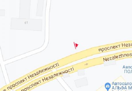 Білборд, Бігборд (Борд)  A у Житомирі Независимости пр., 61 схема