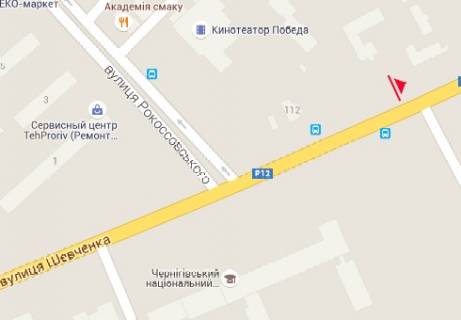 Билборд A в Чернигове, 3x6  Шевченка вул., 112 схема