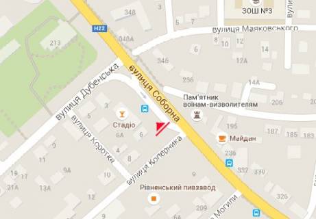 Билборд A в Ровно, 3x6  Соборна вул. - Коцюбинського вул. схема