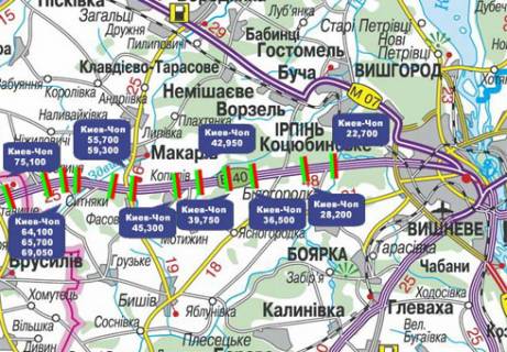 Нестандарт B в Киеве Трасса M-06, Киев-Житомир, 36,500 (3 месяца минимальный срок размещения) схема