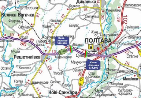 Non-Standard A in Poltava trasi, 3x18  Trasa M-03, Kiiv - Harkiv, 320,500 scheme
