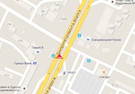 Билборд A в Одессе, 3x6  Палія Семена вул. (Дніпропетровська дор.)., 96 - Академіка Заболотного вул. схема