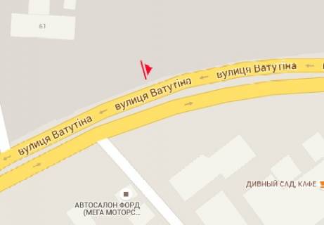 Білборд, Бігборд (Борд)  A у Житомирі Незалежності (Ватутіна) пр., 61 схема