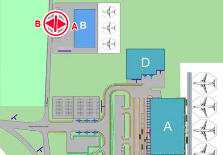 Билборд B в Киеве, 5x20  Медовая ул., 2 Площадь перед входом/въездом в Терминала (Терминал В) схема