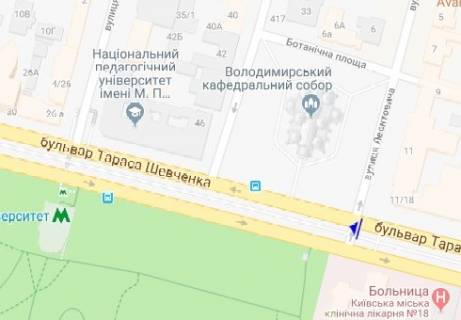 Сiтiлайт  у Києві, 1.8x1.2  Шевченко б-р. схема