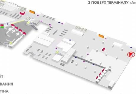 Ситилайт A в Киеве, 1.8x1.2  Зал ожидания вылетов, 2 этаж (Терминал А) схема