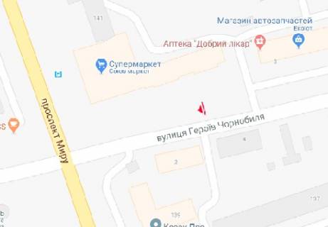 Билборд B в Чернигове, 3x6  Героїв Чорнобиля вул., 1, від центру схема