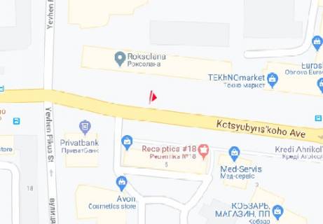 Бэклайт A в Виннице Коцюбинського просп., 4 - Батозька
 вул. (Кірова вул.) схема