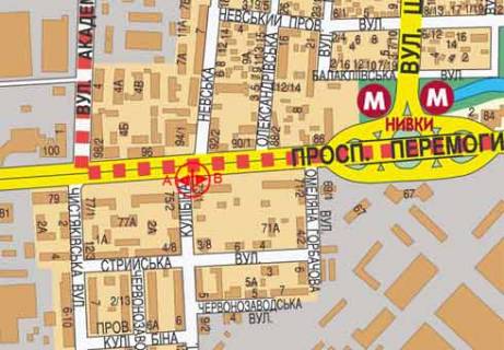 Billboard B in Kyiv, 3x6  Peremogi av., 73/1 scheme