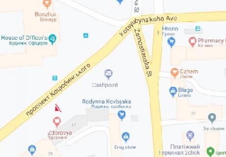 Бэклайт A в Виннице Коцюбинського просп., 37 схема