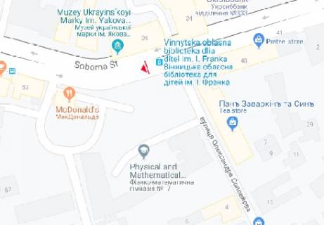 Беклайт A у Вінниці Соборна вул., ("МакДональдс") схема