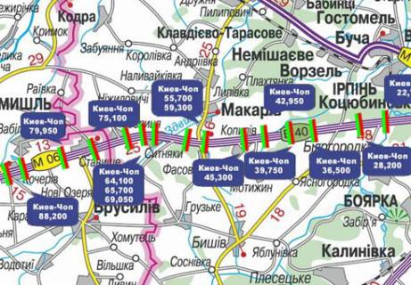 Нестандарт  у Києві, 3x18  Траса M-06, Київ-Житомир, 55,700 схема