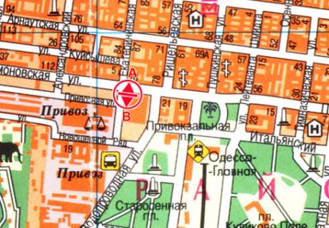 Билборд A в Одессе Пантелеймоновская ул., Новощепной ряд ул. №2 А схема