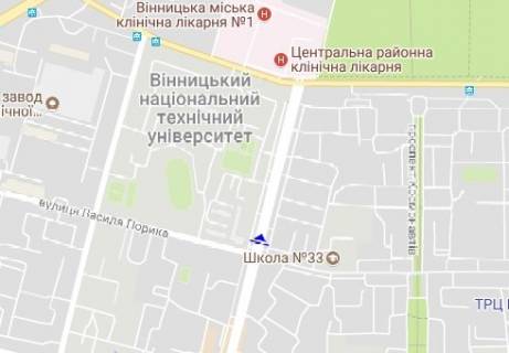 Билборд B в Виннице, 3x6  Юності просп., 8 - Василя Порика вул. (Порика Василя вул.) схема
