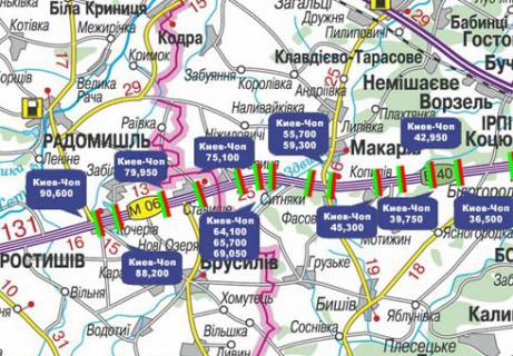 Нестандарт  в Киеве Трасса M-06, Киев-Житомир, 65,700 схема