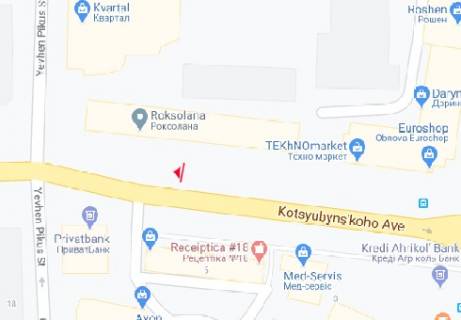 Бэклайт B в Виннице Коцюбинського просп., 4 - Батозька
 вул. (Кірова вул.) схема