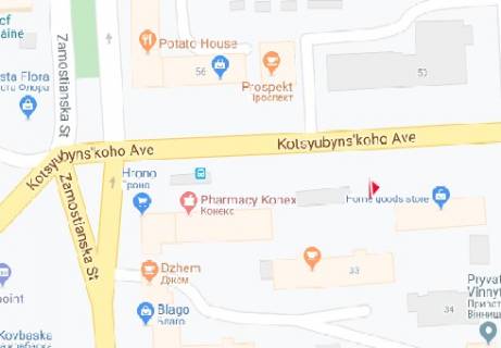 Бэклайт B в Виннице Коцюбинського просп., 33а схема