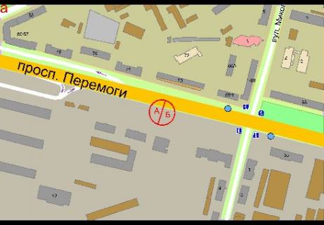 Scrolller, Scroll B in Kyiv Pobedy av., 55 (posle 500m ot  M"Berestejskaa",iz centra Kieva, sleva) - 339955 scheme