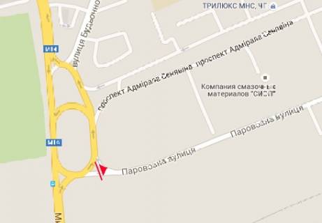 Билборд B в Херсоне, 3x6  Адмірала Сенявіна просп. - Паровозна вул. схема