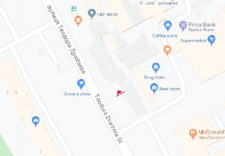 Билборд B в Киеве, 3x6  Драйзера Теодора вул., 6 схема