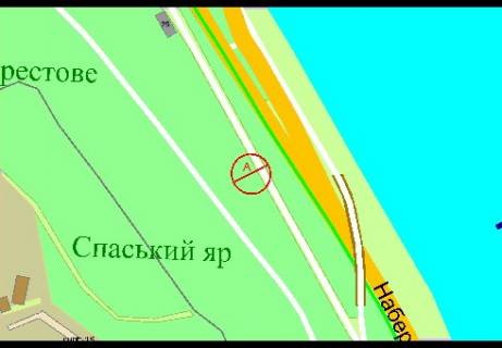 Ситилайт A в Киеве, 1.86x1.27   Днепровский проезд, на подъем от Набережного шоссе схема