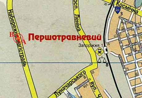 Билборд B в Запорожье, 3x6  Прибережна автомагістраль, Запорізький Автомобільний завод, цех автотранспорту схема