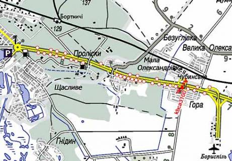 Билборд A в Киеве 31,000 км. автомагистрали Киев - Борисполь схема