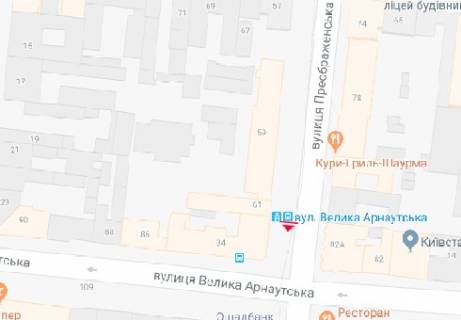 Бэклайт B в Одессе Преображенська вул., 61 - Велика Арнаутська вул. схема