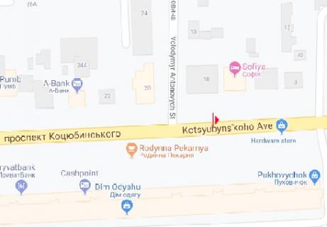 Беклайт A у Вінниці Коцюбинського просп., 18 схема