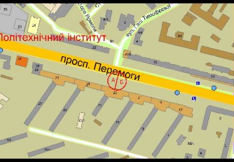 Видеоборд A в Киеве, 2.32x3.14  просп. Берестейський (Перемоги)., 23, (м. Политехнический институт, движение к центру) - 383706 схема
