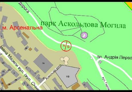 Сiтiлайт A у Києві, 1.86x1.27   Парковая дорога (парк Аскольдова могила),  100м до аллеи Героев Крут схема