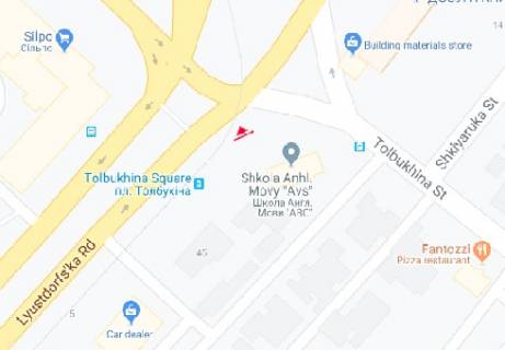 Билборд A в Одессе, 3x6  Люстдорфська дорога, 44 - Трибуни Героїв пл. (Толбухіна пл.) схема