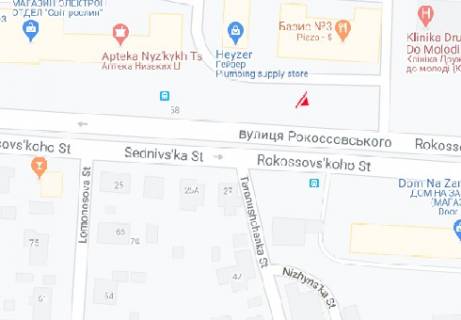Билборд A в Чернигове, 3x6  Левка Лук'яненка (Рокосовського) вул., 62 схема