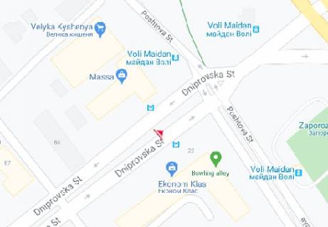 Prismatron, Prism A in Zaporizhzhya Dneprovskaa st. (Lepika  st.) - Gogola st. (Gor'kogo st.), Svobody pl. - 317527 scheme