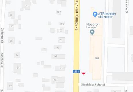 Білборд, Бігборд (Борд)  A у Вінниці, 3x6  Київська вул., 104 схема
