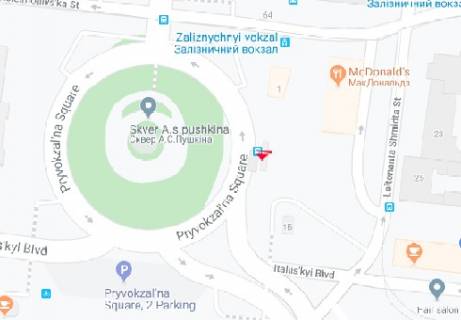 Ситилайт A в Одессе Привокзальная пл., аллея №1 А схема