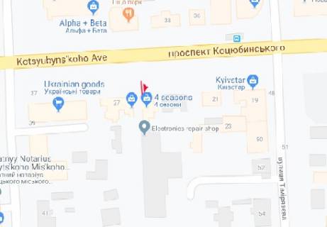 Беклайт B у Вінниці Коцюбинського просп., 27 схема