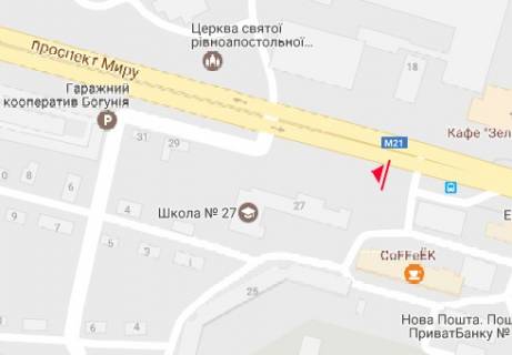 Білборд, Бігборд (Борд)  A у Житомирі Мира пр., 27 схема