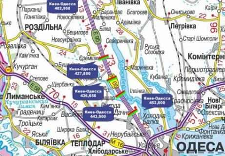 Нестандарт A в Одеських трасах, 3x18  Траса M-05, Київ-Одеса, 436,650 (Напрямок з  Одеси в Киів) схема