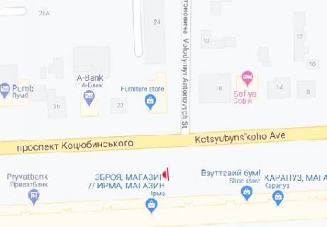 Беклайт A у Вінниці Коцюбинського просп., 11 схема