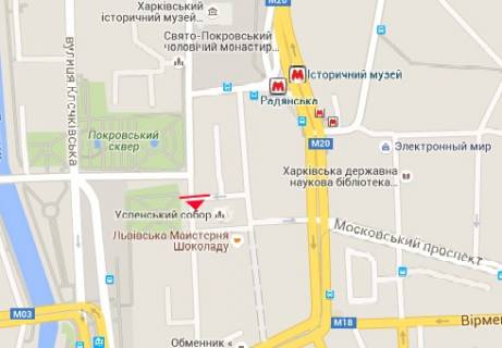 Скроллер A в Харькове Университетская ул. - Соборный спуск (напротив) - 320887 схема