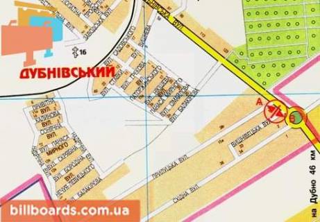 Билборд A в Луцке, 3x6  Дубнівська вул. , перед кільцем, виїзд на м. Дубно схема