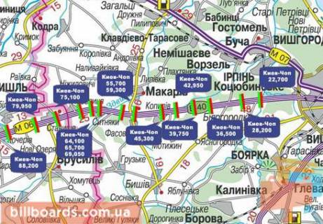 Нестандарт A в Копилові, 3x18  Траса M-06, Київ-Житомир, 45,300  (Напрямок з Житомира в Киів) схема