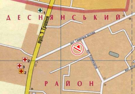 Билборд B в Чернигове, 3x6  1-ї Танкової Бригади вул., 8 - Дмитра Романченка (Космонавтів) вул. схема