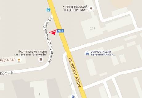 Білборд, Бігборд (Борд)  B у Чернігові, 3x6  Миру просп. - Володимира Дрозда вул. схема