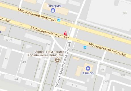 Билборд A в Харькове просп. Героїв Харкова (Московський)., 204-2 - Харьковских Дивизий ул. схема