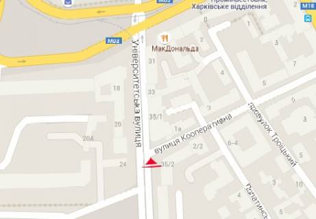 Скроллер B в Харькове Университетская ул., 37-39 - Кооперативная ул. - 128731 схема