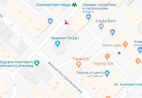 Бэклайт A в Киеве Хорива вул., 8 схема