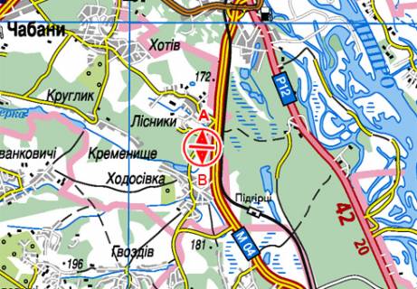 Билборд A в Київських трасах, 3x6  Траса Н-01, Нова Обухівська, 21750 схема